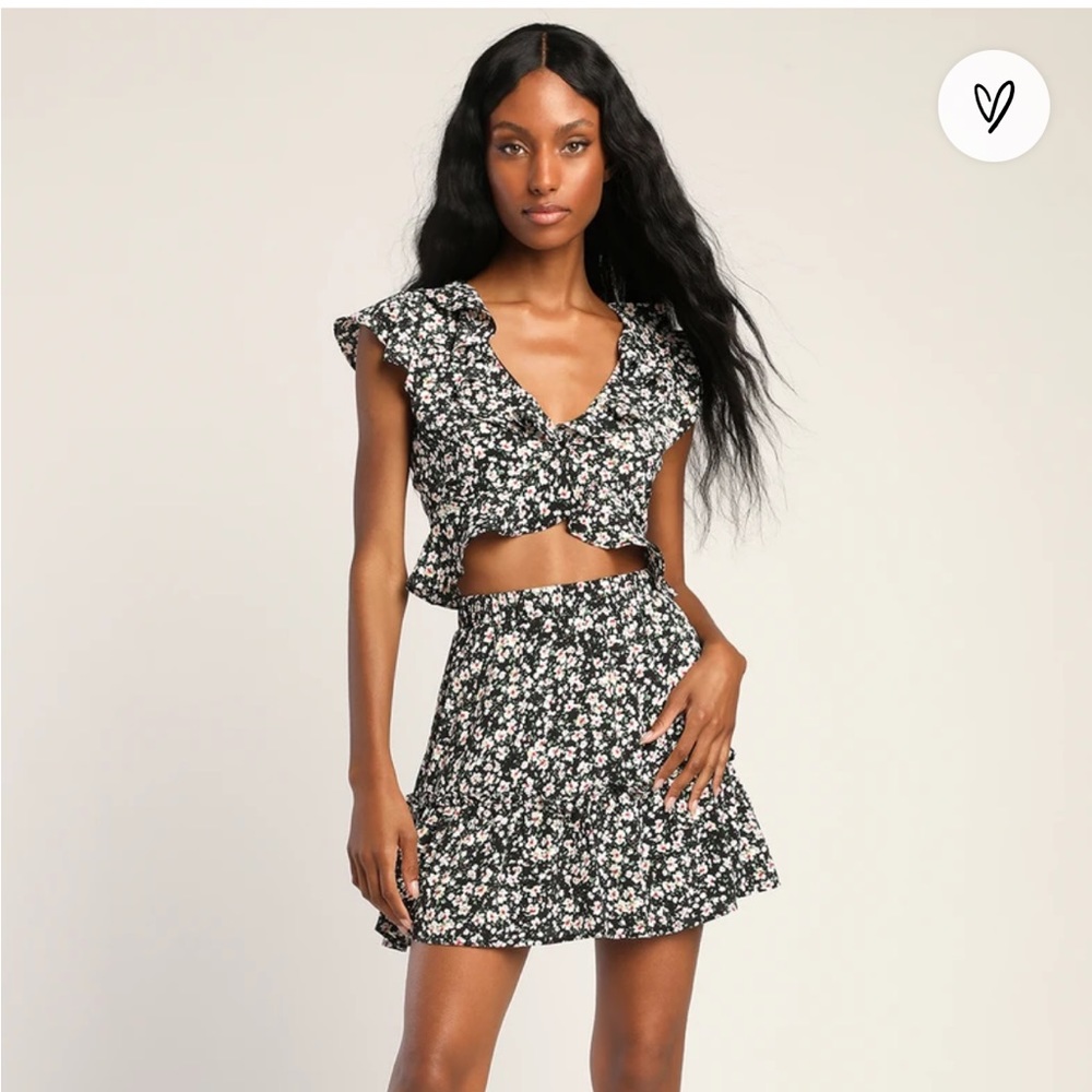 Lulu’s Two Piece Floral Mini Dress (crop top and skirt)
